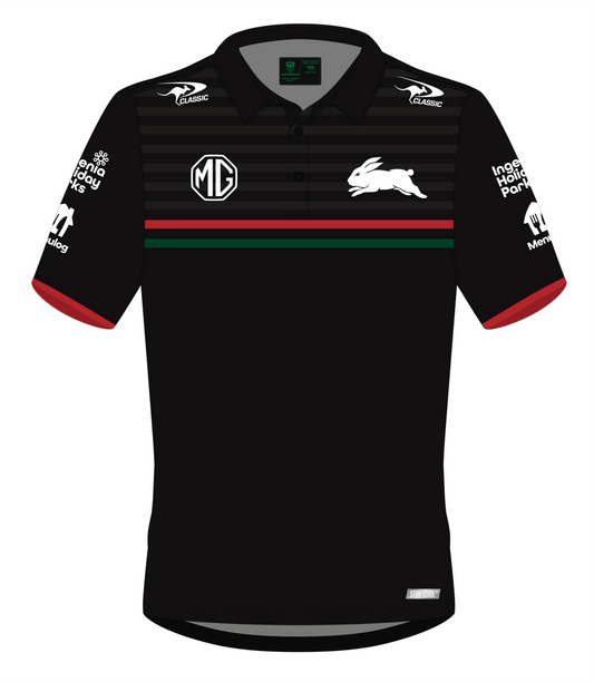 NRL 2024 Players Polo - South Sydney Rabbitohs - Black - Youth - CLASSIC