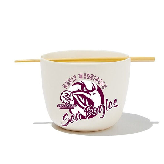 NRL Noodle Bowl with Chopsticks - Manly Sea Eagles - Ceramic - 490ml