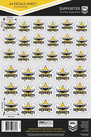 NRL A4 Decal Sheet - North Queensland Cowboys - Sticker