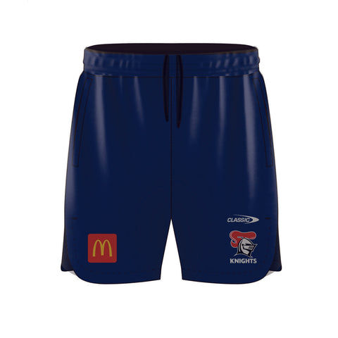 NRL 2024 Training Gym Shorts - Newcastle Knights - Navy - Adult - Pockets w/zip