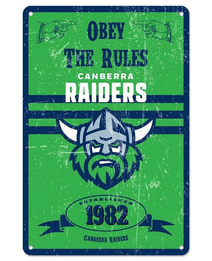 NRL Retro Supporter Tin Sign - Canberra Raiders - Man Cave - Heritage
