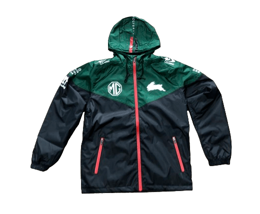NRL 2024 Wet Weather Jacket - South Sydney Rabbitohs - Black - Adult