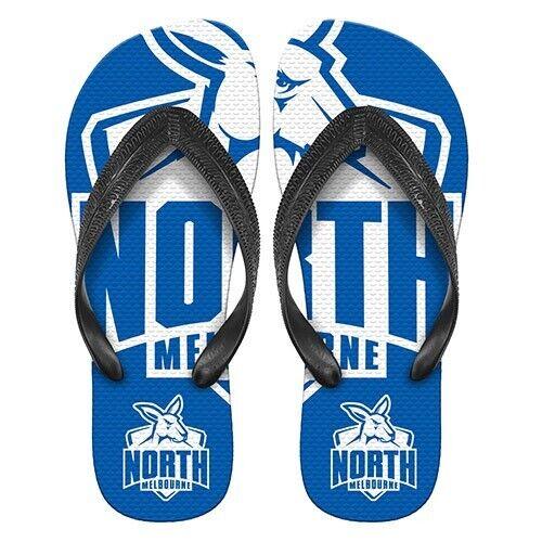 AFL Supporter Thongs - North Melbourne Kangaroos - Mens Size - Flip Flops - Shoe