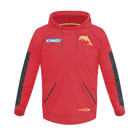 NRL 2024 Pullover Hoodie - Dolphins - Red - Adult - Mens