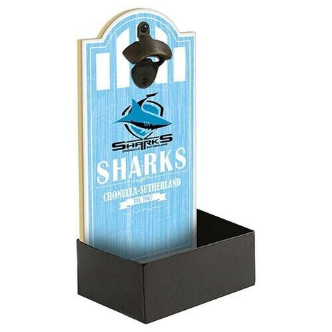 NRL Wall Bottle Opener with Catcher - Cronulla Sharks - Gift