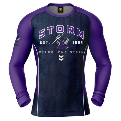 NRL LS Blocker Rash Vest - Melbourne Storm - LONG SLEEVE - Adult