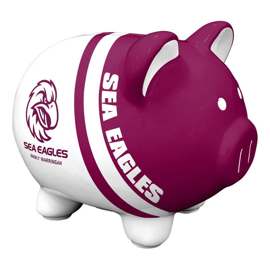 NRL Piggy Bank Money Box With Coin Slot - Manly Sea Eagles