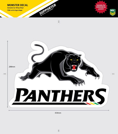 NRL Car Monster Decal - Penrith Panthers - Sticker - Team Logo - 470mm