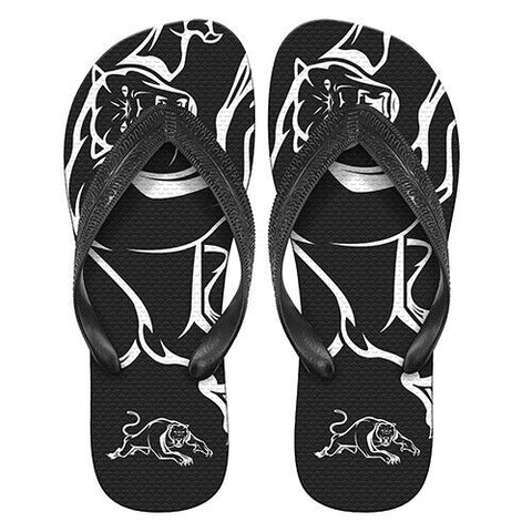 NRL Supporter Thongs - Penrith Panthers - Mens Size - Flip Flops - Shoe