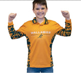 ARU Long Sleeve Reef Runner Fishing Polo Shirt - Australian Wallabies - YOUTH