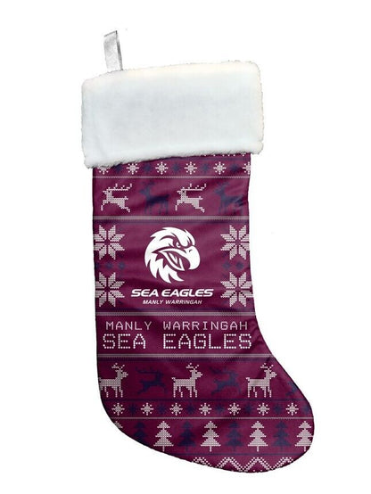 NRL Christmas Stocking - Manly Sea Eagles - Sweater Print - XMAS