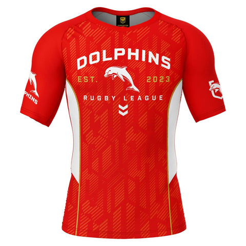 NRL Blocker Rash Vest - Dolphins - Rashie - Shirt - UPF 50+ - Adult