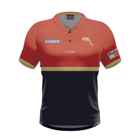 NRL 2024 Media Polo - Dolphins - Red - Youth - CLASSIC
