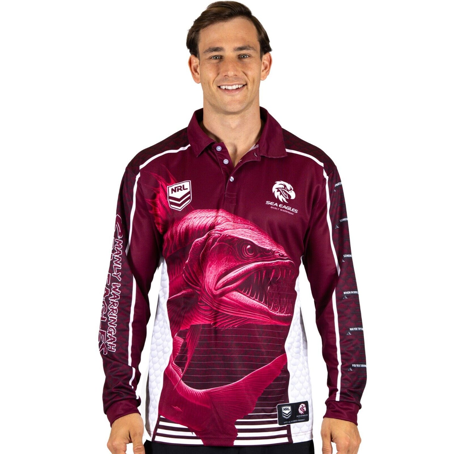 NRL 'Barracuda' Fishing Shirt - Manly Sea Eagles - Youth - Polo