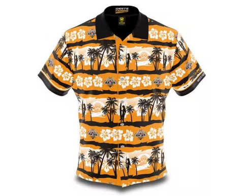 NRL Hawaiian Button Up Polo Shirt - West Tigers - Adult - Rugby League