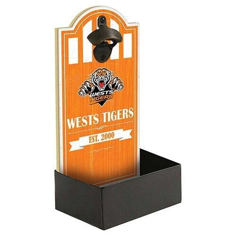 NRL Wall Bottle Opener with Catcher - West Tigers - Gift