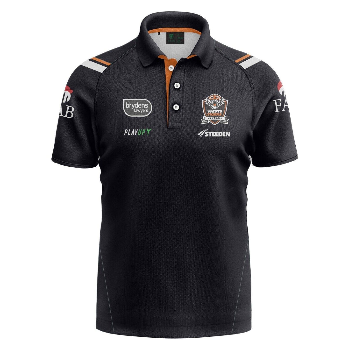 NRL 2024 Media Polo - West Tigers - Black - Adult - Mens