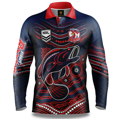 NRL Indigenous Fishing Polo Tee Shirt - Sydney Roosters - Adult