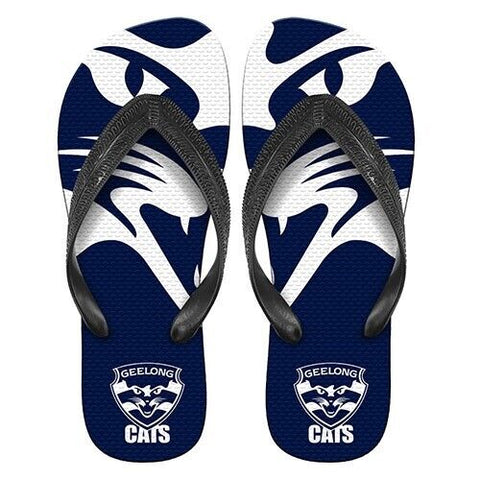 AFL Supporter Thongs - Geelong Cats - Mens Size - Flip Flops - Shoe