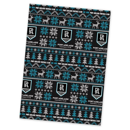 AFL Christmas Wrapping Paper - Port Adelaide Power - XMAS - 49cm X 69cm