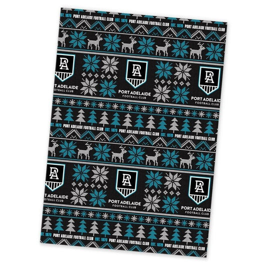 AFL Christmas Wrapping Paper - Port Adelaide Power - XMAS - 49cm X 69cm