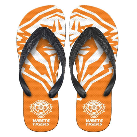 NRL Supporter Thongs - West Tigers - Mens Size - Flip Flops - Shoe