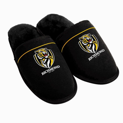 AFL Supporter Slippers - Richmond Tigers - Mens Size - Fluffy Winter Shoes
