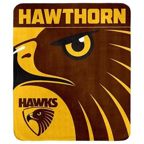 AFL Polar Fleece Blanket - Hawthorn Hawks - 150x130cm - Throw Rug
