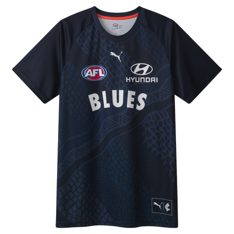 AFL 2024 Warm Up Tee Shirt - Carlton Blues - Adult - Mens - T-Shirt