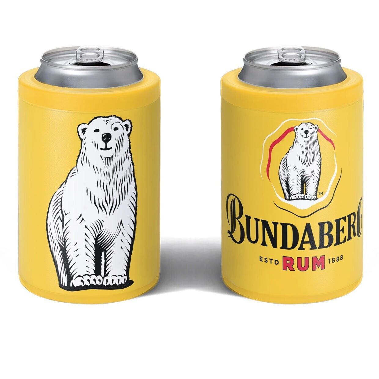 Bundaberg Rum Insulated Can Cooler - Stubby Cooler - Twist Top Lid - Yellow