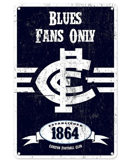 AFL Retro Supporter Tin Sign - Carlton Blues - Man Cave - Heritage