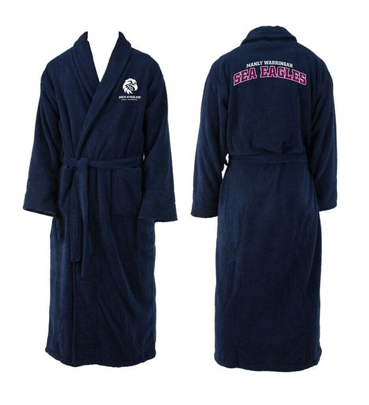 NRL Long Sleeve Bath Robe - Manly Sea Eagles - Dressing Gown - Adult