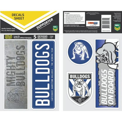 NRL Bumper Decal Sheet Set - Canterbury Bulldogs - Team Logo Sticker - 170mm
