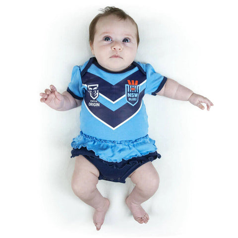 NRL Girls Tutu Footy Suit Body Suit - New South Wales Blues - NSW - Baby Toddler