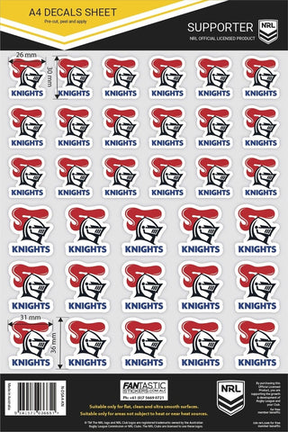 NRL A4 Decal Sheet - Newcastle Knights - Sticker