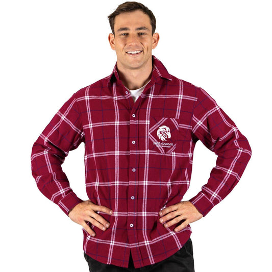 NRL 'Mustang' Flannel Polo - Manly Sea Eagles - Flanno Shirt