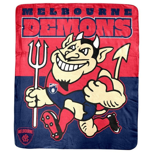 AFL Coral Mascot Blanket - Melbourne Demons - 150x130cm - Throw Rug