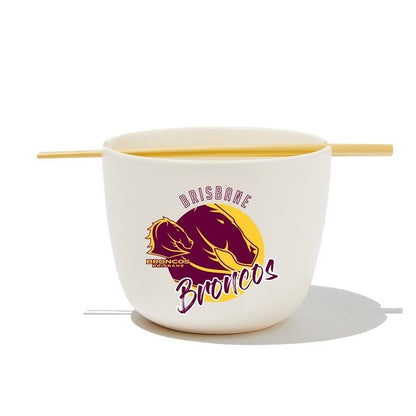 NRL Noodle Bowl with Chopsticks - Brisbane Broncos - Ceramic - 490ml Capacity