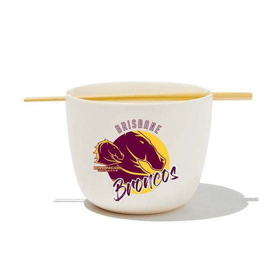 NRL Noodle Bowl with Chopsticks - Brisbane Broncos - Ceramic - 490ml Capacity