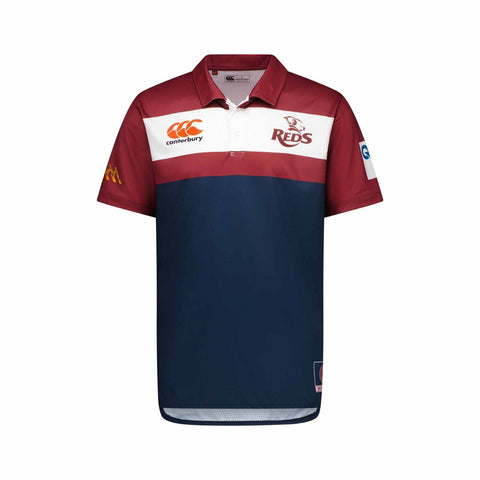 2024 Media Polo Shirt - QLD REDS - Mens - Maroon - Queensland - CANTERBURY