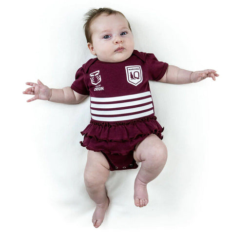 NRL Girls Tutu Footy Suit Body Suit - Queensland Maroons - QLD - Baby Toddler