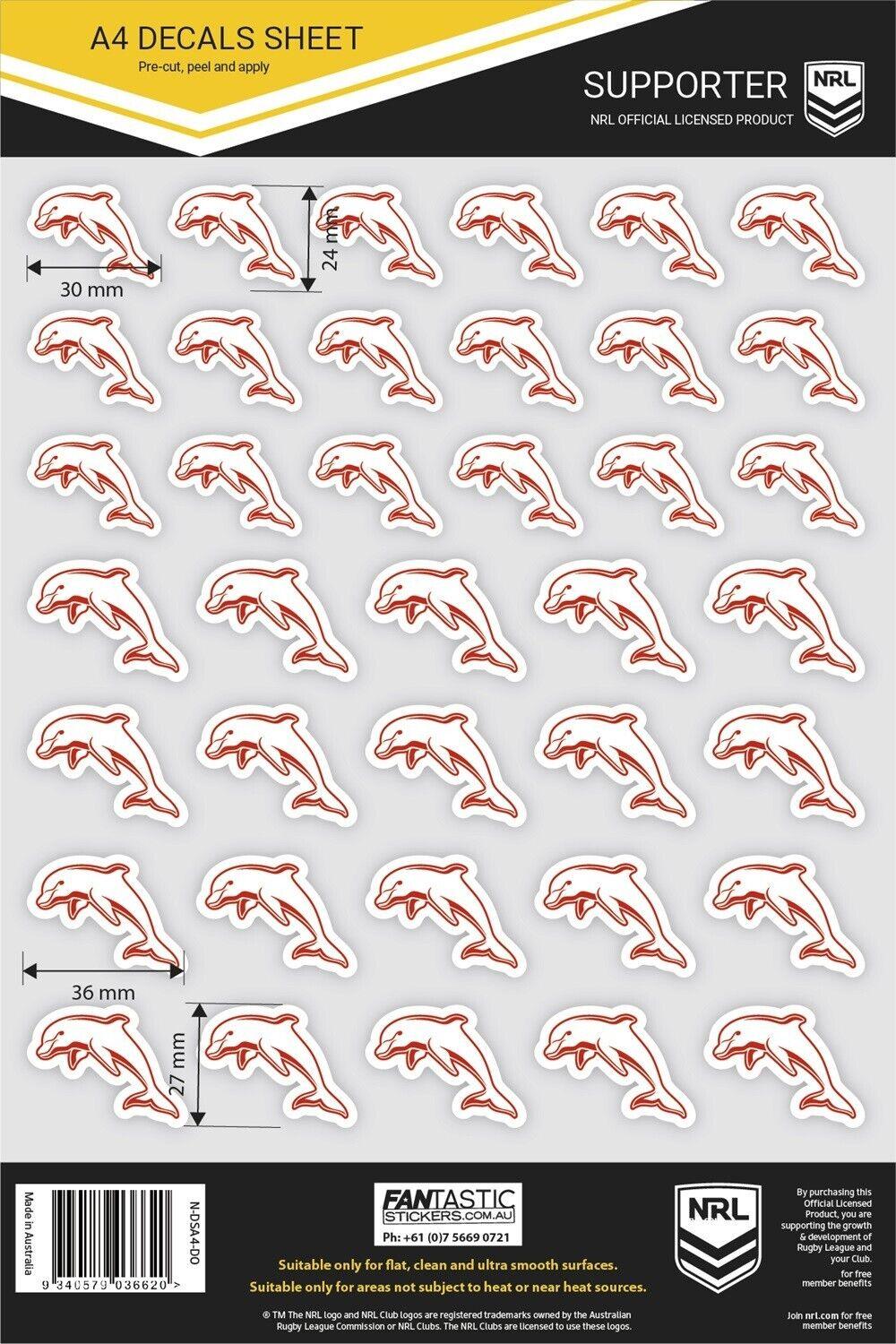 NRL A4 Decal Sheet - Dolphins - Sticker