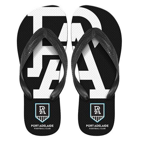 AFL Supporter Thongs - Port Adelaide Power - Mens Size - Flip Flops - Shoe