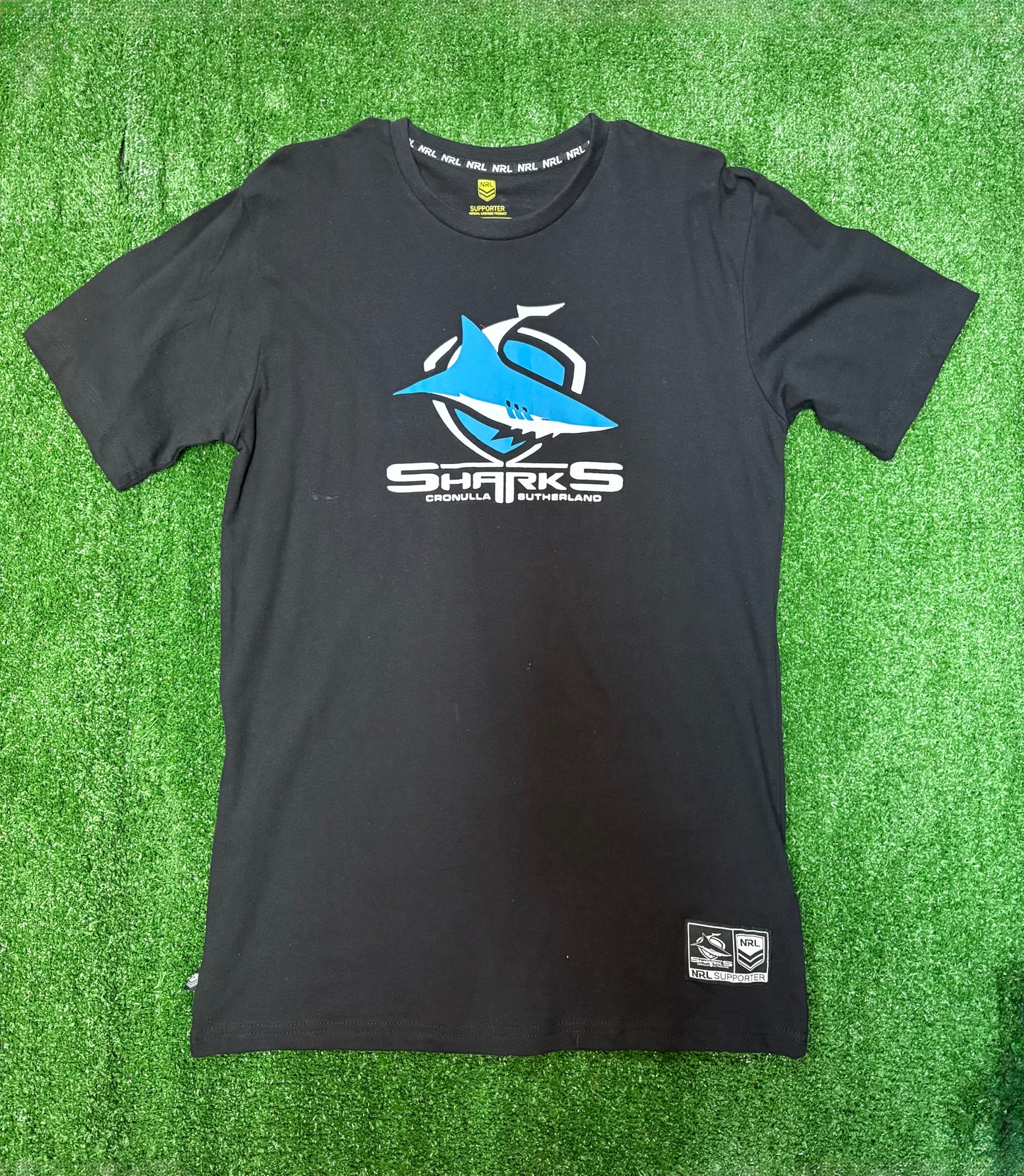 NRL Cotton Logo Tee Shirt - Cronulla Sharks - Mens - Black