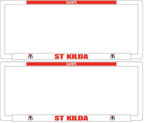 AFL Car Number Plate Frame Set Of Two - St Kilda Saints - Front/Back