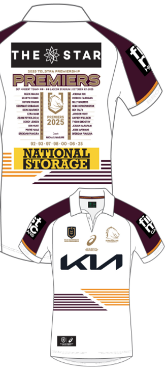 NRL 2025 Premiers Jersey - Brisbane Broncos - Adult - Mens
