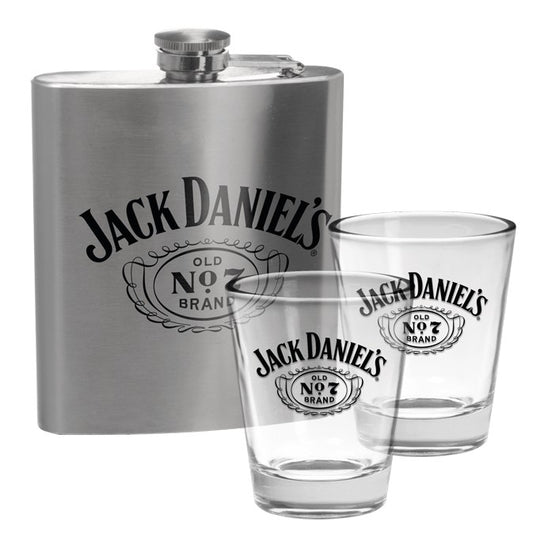 Jack Daniels - Flask & Glass Set - Flask & Shot Glasses