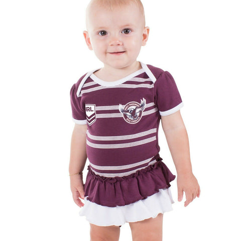 NRL Girls Tutu Footy Suit Body Suit - Manly Sea Eagles - Baby Toddler Infant