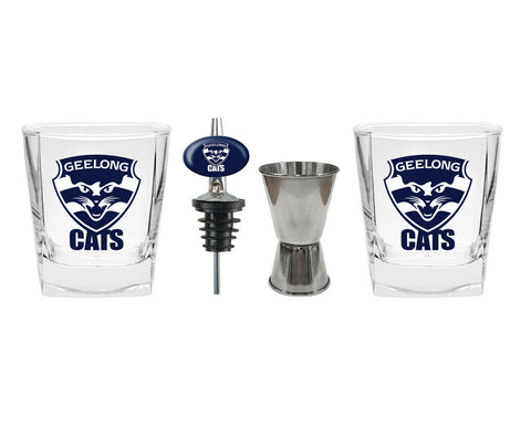 AFL 2 Spirit Glass Jigger and Pourer Set - Geelong Cats - Gift Pack