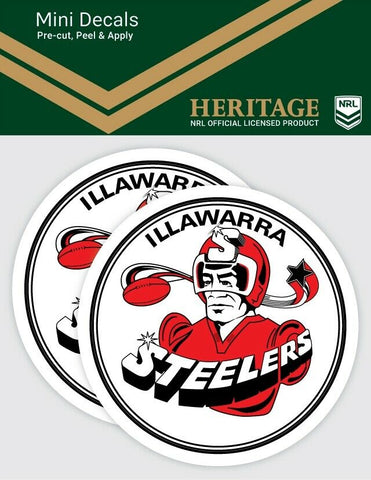 NRL Heritage Mini Decal - Illawarra Steelers - Car Sticker Set Of 2 - 8x7cm